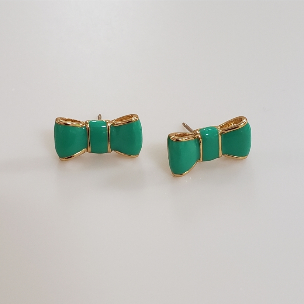 Kate Spade Take A Bow Green Stud Earrings